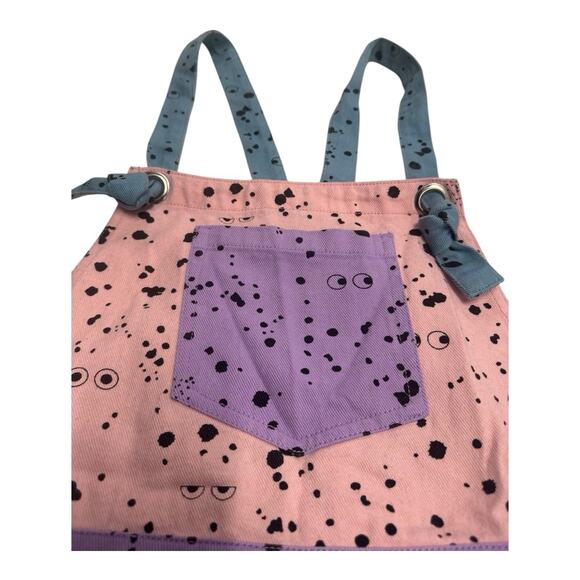 Lazy Oaf X Studio Arhoj Paint Splatters Pink Blue Purple Color block Denim Dress - Picture 5 of 13